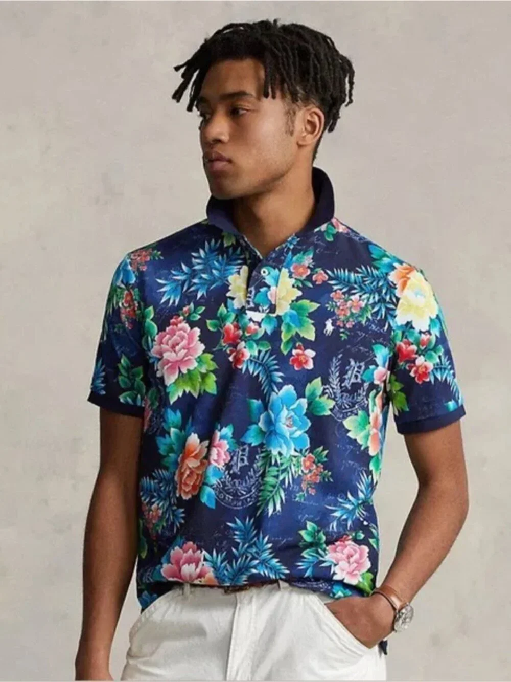 Polo Ralph Lauren Floral Mesh Polo Shirt Blue Print Big & Tall Men’s 2XB